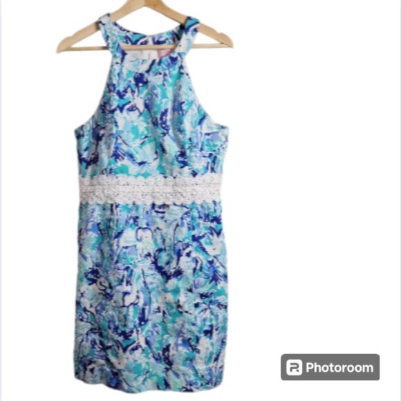 Lilly Pulitzer Ashlyn Shift Sleeveless Dress with Lace Accented Waist Size 10 - Picture 3 of 11